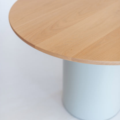 Paper Table 1100 Dia American Oak | Grey Drum Base (Ex Display Stock)
